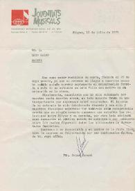 Carta mecanografiada de Jornet, Jaime (Presidente de Joventuts Musicals) a Luis Galve. 1979-07-10