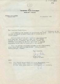 Carta mecanografiada de Kahler, George (Profesor de música de la Universidad de Tennessee) a Luis Galve. 1973-12-11