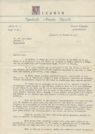 Carta mecanografiada de Keller, Felicitas a Luis Galve. 1959-02-21