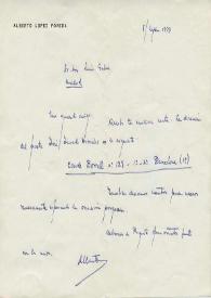 Tarjeta de López Poveda, Alberto a Luis Galve. 1929-05-08