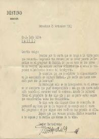 Carta mecanografiada de Montsalvatge, Xavier a Luis Galve. 1963-11-25