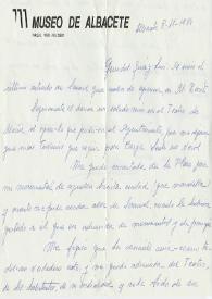 Carta manuscrita de Nieves (Museo de Albacete) a Luis Galve. 1984-11-08