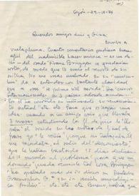 Carta manuscrita de Paco a Luis Galve. 1974-10-29
