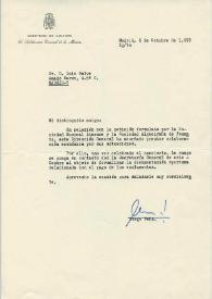 Carta mecanografiada de Peña, Diego (Ministerio de Cultura: Director General de Música) a Luis Galve. 1978-10-06