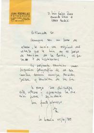 Carta manuscrita de Rodríguez, Juan (Fotógrafo) a Luis Galve. 1988-03-19