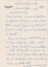 Carta manuscrita de Segura, Enrique a Luis Galve. 1982-02-04