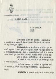Carta mecanografiada de Sociedad Algecireña  de Fomento a Luis Galve. 1980-05-01