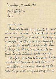 Carta manuscrita de Toldrá, Eduardo a Luis Galve. 1960-10-17