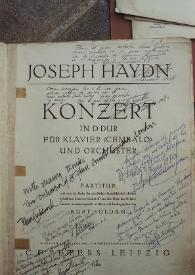 Fotografía de una partitura de Haydn dedicada a Luis Galve