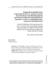 El papel de la solidaridad en el fundamento del Derecho Tributario: análisis de la solución de reconciliación propuesta por Francsico Saffie en la...