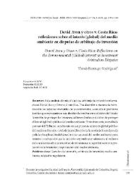 David Aven y otros v. Costa Rica: reflexiones sobre el interés (global) del medio ambiente en disputas de arbitraje de inversión