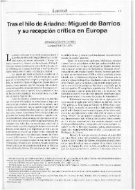 Tras el hilo de Ariadna: Miguel de Barrios y su recepción crítica en Europa