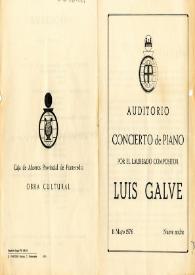 Concierto de piano por el laureado compositor Luis Galve