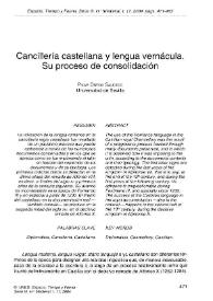 Cancillería castellana y lengua vernácula. Su proceso de consolidación 