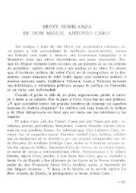 Breve semblanza de don Miguel Antonio Caro