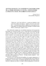 Antonio Machado y el nacimiento contradictorio de la poesía moderna en España. Apuntes sobre la dialéctica de su pensamiento poetológico