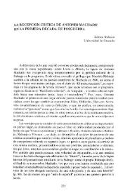 La recepción crítica de Antonio Machado en la primera década de posguerra