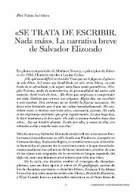 'Se trata de escribir. Nada más'. La narrativa breve de Salvador Elizondo