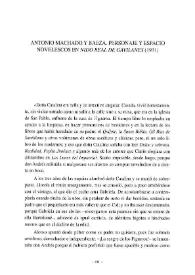 Antonio Machado y Baeza. Personaje y espacio novelescos en 