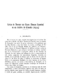 Cartas de Thomas van Erpen (Thomas Erpenius) en un Archivo de Granada (1623-24)