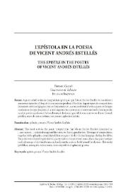 L’epístola en la poesia de Vicent Andrés Estellés
