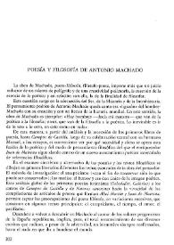 Poesía y filosofía de Antonio Machado