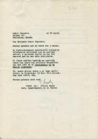Copia carbón y copia manuscrita. de Brody, Elaine a Tharrats, José. 1973-03-22