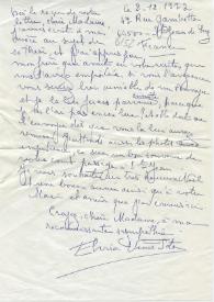 Original manuscrito de Viñes Soto, Elvira a Brody, Elaine. 1972-12-08