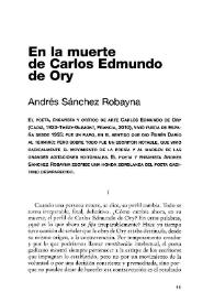 En la muerte de Carlos Edmundo de Ory
