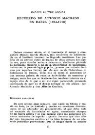 Recuerdo de Antonio Machado en Baeza (1914-1918)