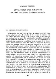 Estilística del silencio (Entorno a un poema de Antonio Machado)
