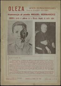 Oleza. Homenaje al poeta Miguel Hernández. Edición extraordinaria