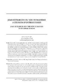 Joan Estelrich i el nou humanisme a l’Europa d’entreguerres