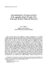 Aproximación a la lengua poética de la segunda mitad del siglo XVIII: el ejemplo de José Pérez de Montoro 