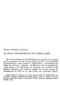 La prosa neomodernista de Gabriel Miró
