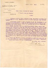 Carta de la Livraria Chardron de Lelo & Irmão a Carmen de Burgos. Porto, 13 de mayo de 1920