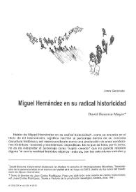 Miguel Hernández en su radical historicidad