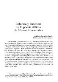 Retórica y ausencia en la poesía última de Miguel Hernández