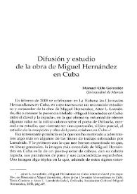Difusión y estudio de la obra de Miguel Hernández en Cuba