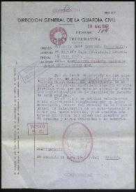 Nota informativa número 104 de la Comandancia de la Guardia Civil de Valladolid. Ministerio de Gobernación, 16 de mayo de 1967