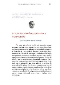 Miguel Hernández. Memoria y compromiso