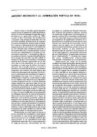 Antonio Machado y la 'Generación poética de 1970'