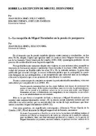 Sobre la recepción de Miguel Hernández 
