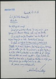 Tarjeta de Antonio Buero Vallejo a José Carlos Rovira. Madrid, 16 de mayo de 1985