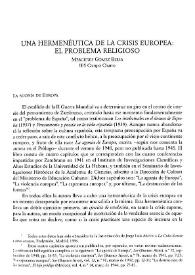  Una hermenéutica de la crisis europea: el problema religioso