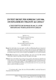 Un text escrit per Bonsom l’any 998, en nova edició i traduït al català 
