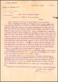 Carta de la Livraria Chardron de Lelo & Irmão a Carmen de Burgos. Porto, 27 de abril de 1920