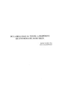 De la realidad al texto. A propósito de un poema de Jaime Siles