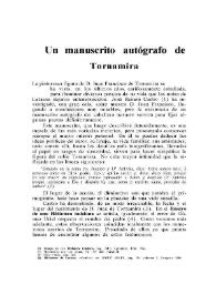 Un manuscrito autógrafo de Tornamira