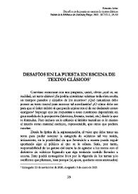 Desafíos en la puesta en escena de textos clásicos 